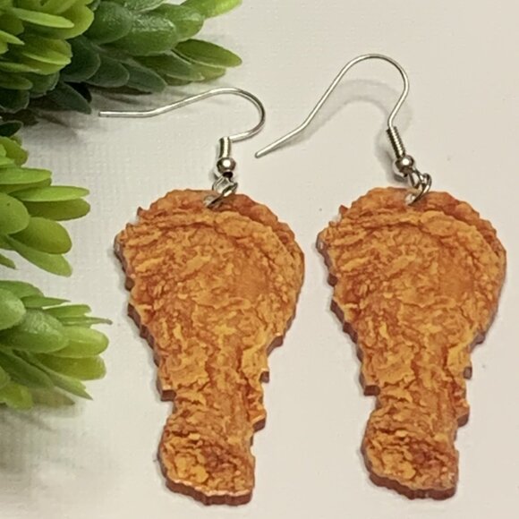 Fried Chicken Earring, Chicken Earring, Funny Food Earring, Gift Idea, Chicken - Picture 3 of 6